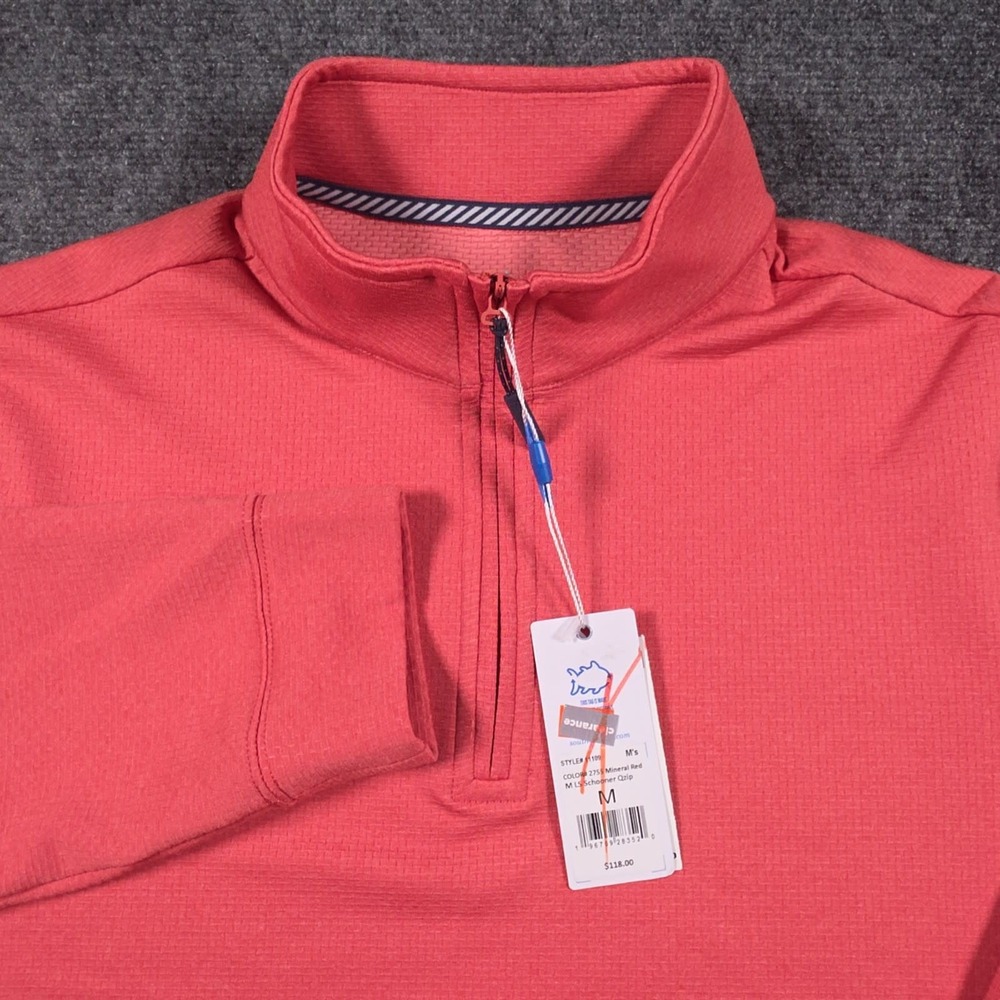 NWT Southern Tide Schooner Pullover Mens M Mineral Red Long Sleeve 1/4 Zip